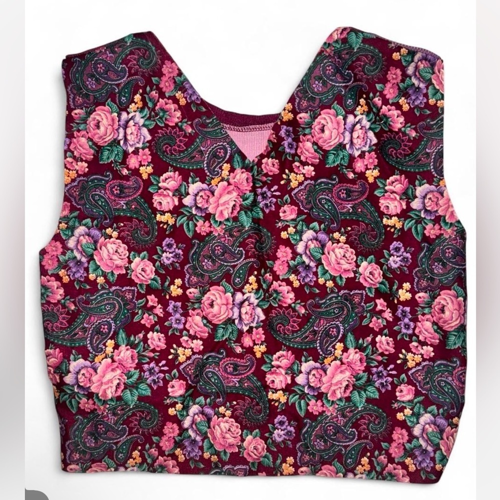 Floral Patchwork Sleeveless up cycled Top - Picture 3 of 3